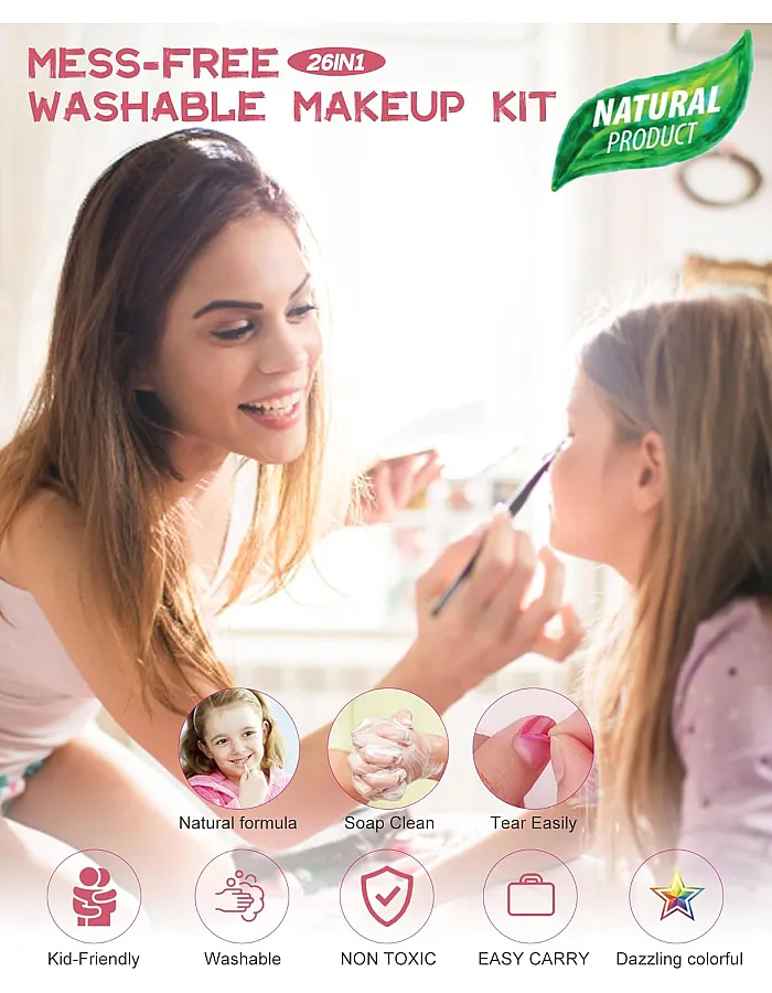 Kids Makeup Kit Girl Toys - Kids Makeup Kit Toys for Girls Unicorns Washable Make Up Little Girls, Child Real Makeup Set, Non Toxic Toddlers Cosmetic Kits, Age 3-12 Year Old Children Gift 28PCS