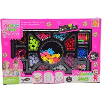 DIY Plastic Medium Beads Jewelry Toy Set - Multicolor