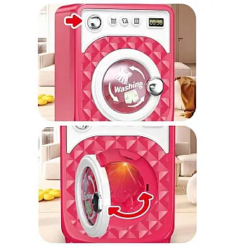 Kids Toy Washing Machine, Pink, Electronic Pretend Play with Light and Sound, Front Load Design