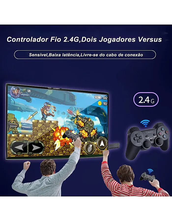 جهاز تشغيل العاب الفيديو الرقمية الذكي 4K من بلولوري، 10000 لعبة 32 64GB ريترو كلاسيك جيمين 2.4G وحدة تحكم العاب لاسلكية (64G، اكثر من 10000 لعبة)