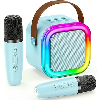 IROO Mini Karaoke Machine for Kids,Portable Bluetooth Speaker with Wireless Microphone, Gifts Toys for Girls 4, 5, 6, 7, 8, 9, 10 +Year Old Birthday Family Home Party(Blue)