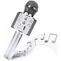 Madon Wireless Karaoke Microphone Bluetooth Handheld Speaker Home Party Player Christmas Birthday Gift for Kids (Silver)