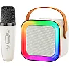 Mini Karaoke Machine with Bluetooth Speaker - Wireless Microphone Portable Kids Karaoke Device with LED Light Voice Changer Birthday Gift Toy for Girls and Boys 4-12 Years