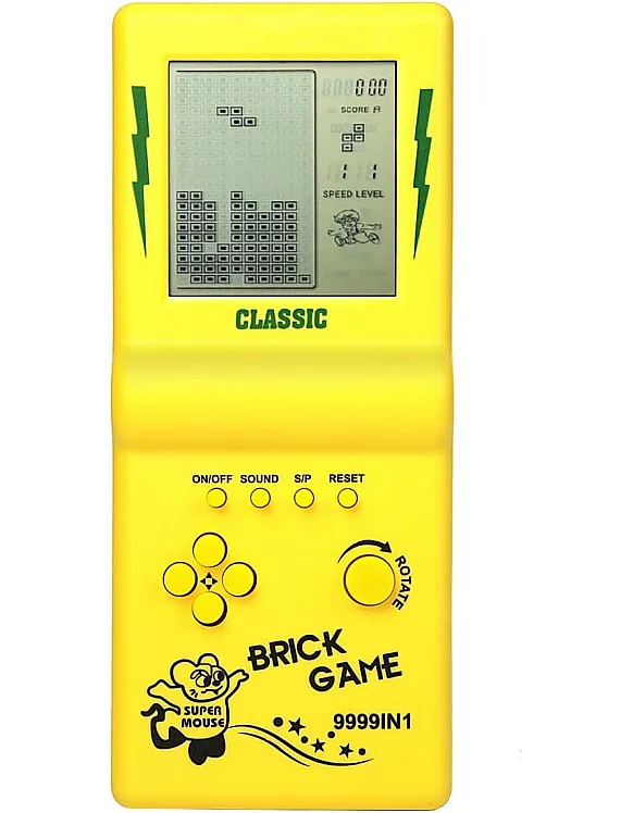 New Brick Game Console Large Screen Nostalgic Puzzle Built-in 23 Games Speed / Difficulty Adjustable Powered by 2 AA Batteries (Not Included) Best Gift (Yellow)