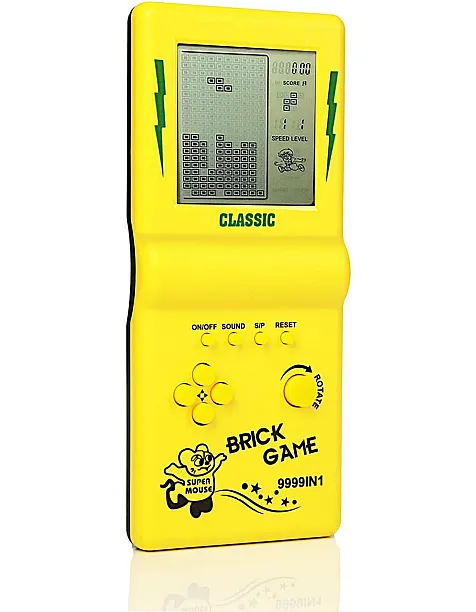 New Brick Game Console Large Screen Nostalgic Puzzle Built-in 23 Games Speed / Difficulty Adjustable Powered by 2 AA Batteries (Not Included) Best Gift (Yellow)