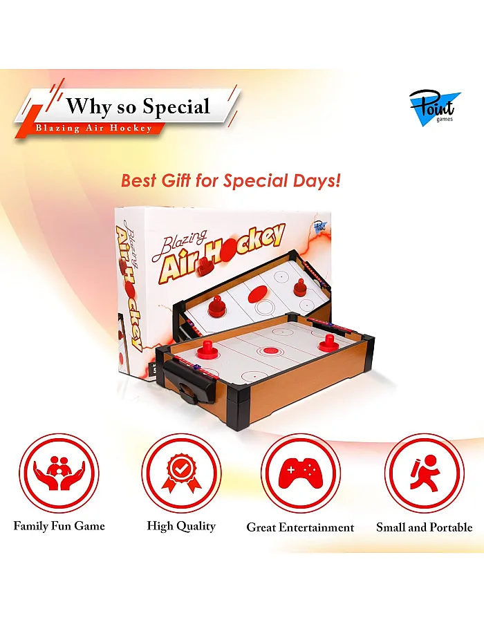 Point Games Mini Air Hockey Table for Kids - Hockey Table Game - Arcade & Table Games - Air Hockey Pucks and Paddles - Portable Sport Hockey for Boys and Girls