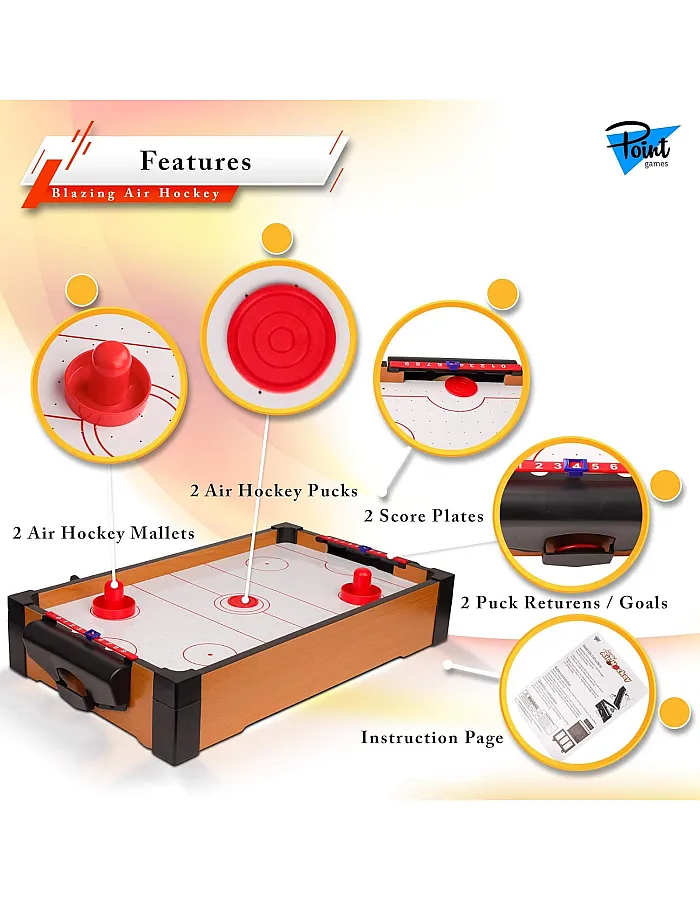 Point Games Mini Air Hockey Table for Kids - Hockey Table Game - Arcade & Table Games - Air Hockey Pucks and Paddles - Portable Sport Hockey for Boys and Girls