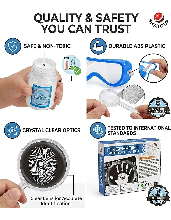 Fingerprint Test Kit Toy for Kids - Educational Science Experiment Kit (STEM) for Exploration and Investigation Lovers - Gift for Boys and Girls Ages 5+