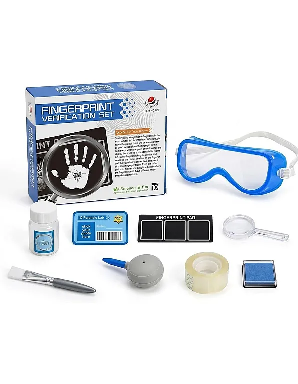 Fingerprint Test Kit Toy for Kids - Educational Science Experiment Kit (STEM) for Exploration and Investigation Lovers - Gift for Boys and Girls Ages 5+