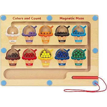 Montessori Toy Magnetic Game Pearl Maze Magnetic Toy Colour Matching Learning Counting Puzzle Classification Board 3 Years + (EIS)