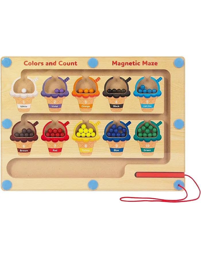 Montessori Toy Magnetic Game Pearl Maze Magnetic Toy Colour Matching Learning Counting Puzzle Classification Board 3 Years + (EIS)