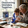 Educational Microscope Kit for Kids & Beginners,100x 150x 200x Magnification Science Lab Set with LED Light for STEM Learning, Blue Toy Science Discovery,Science toy,Student Microscope