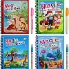 Magic Water Drawing Books for Kids, Reusable Coloring Books with Magic Water Pens, Dinosaur and Animals, Unlimited Water Fun (Pack of 4)