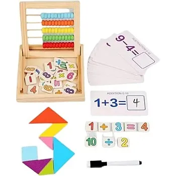 Abacus with cards and tangram