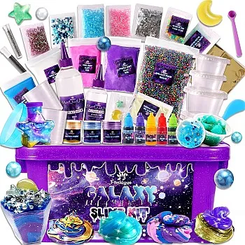 Galaxy Slime Kit for Girls Boys Ages 8-12| DIY Slime Making Kit for Kids with Glow-in-The-Dark Effects, Space Slime Maker Set to Make Glitter & Galactic Fun Slimes.