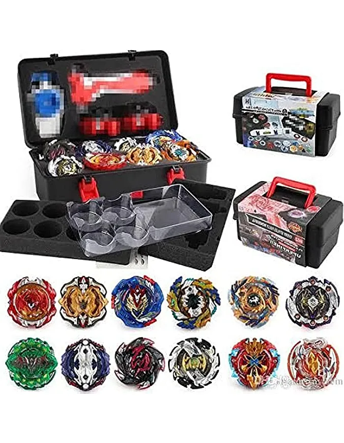 MagiDeal 12-teilige Kampfkreisel Set, 4D Fusion Metall Masters Kreisel mit Launcher, Aufbewahrungskoffer und anderem Spielzeugset