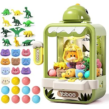 Eohemeral Dinosaur Claw Machine for Kids, Arcade Game with Music, Includes 10 Plush Toys & 12 Dinosaur Accessories, Age 3+