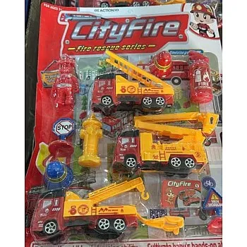 City Fire Rescue Series Toy Set, Professional Emergency Vehicle Collection, Includes Fire Trucks, Rescue Figures, Hydrant, Extinguisher, Multicolour