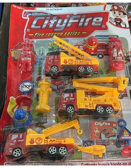 City Fire Rescue Series Toy Set, Professional Emergency Vehicle Collection, Includes Fire Trucks, Rescue Figures, Hydrant, Extinguisher, Multicolour