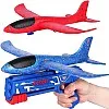 Lanceur d'avion jouet avec autocollants, jeux d'avion pour enfants, planeur de lancer en mousse, pistolet d'avion catapulte pour garçons et filles, gadget de plein air