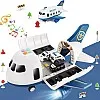 TOYS LAND Police Airplane Toy Set with Light and Sound, Police Series Cargo Plane with 4 Truck Cars, Transport Plane Toy for Creative Play, Birthday Gifts for Kids Boys and Girls 3+ Years Old