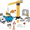 Driven by Battat - IR Playset For Kids Dump Truck & Accessories - Pretend Toy, Signs, Beams, & More - 3 Years - Construction Crane Play Set (62pc), Multicolor (Branford Ltd. WH1273Z)