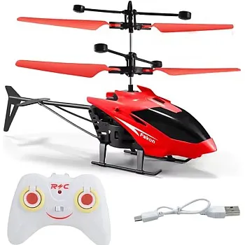 Gravity Sensor Helicopter Toy for Boys, Safety Sensor With LED Lights, Indoor Palm Sensing Rechargeable, Red, Pack of 1, Kid Age 4 to 10 Years