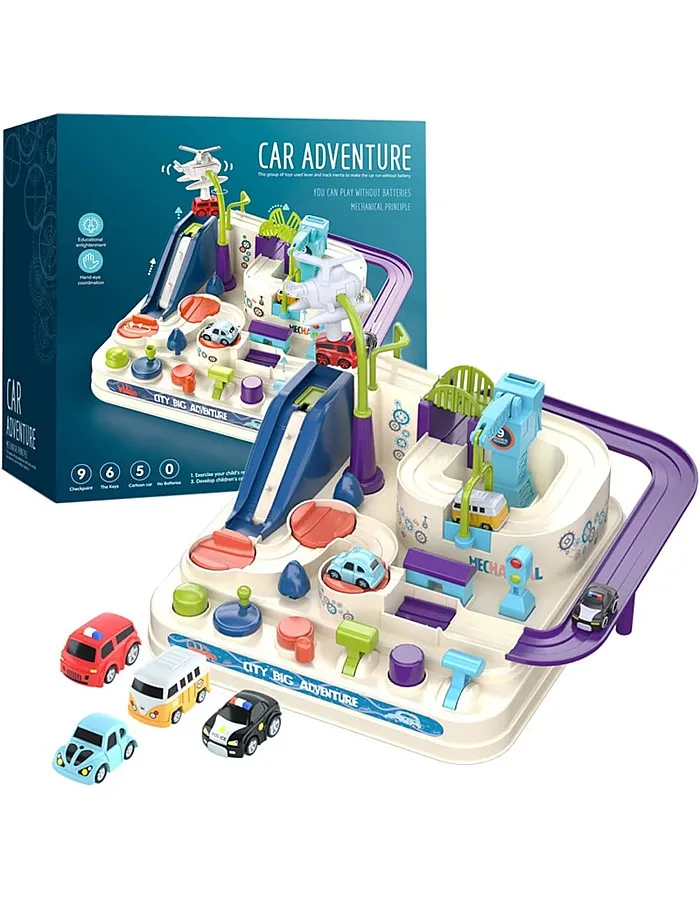 AM ANNA Car Adventure Toys, City Rescue Preschool Toy, Educational Toys for Kids, Race Tracks for Boys, Parent-Child Interactive Race Car Track Playsets for 2 3 4 5 6 7 8 Year Old Boys Girls