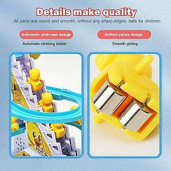 Duck Slide Toy Set, Funny Automatic Stair-Climbing Ducklings Race Track Set Yellow