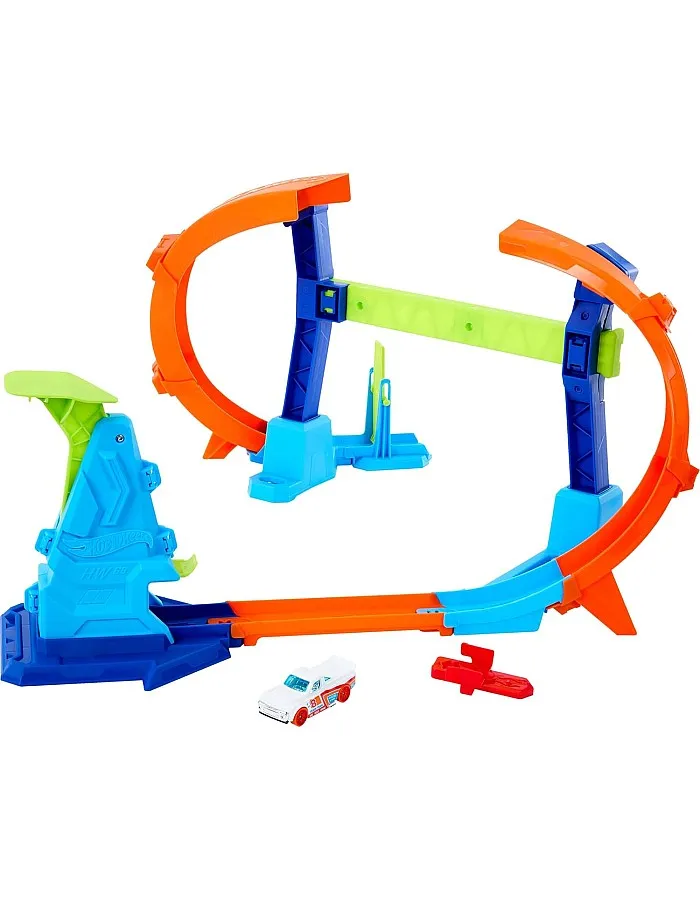 Hot Wheels - JFH36 Acrobatic Stunt Tracks, Spiral Track for Loop and Stunts, Foldable and with Car Included, Speed Snap Track Pieces and Adapters, Toy for Children, 4+ Years Old, JFH36
