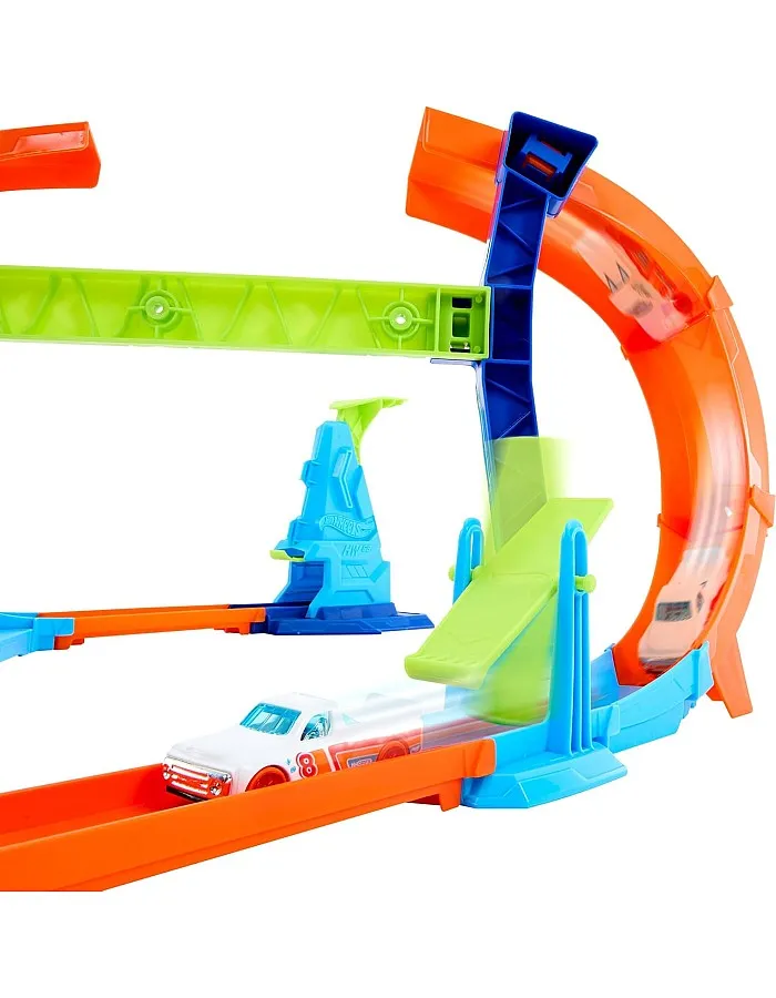 Hot Wheels - JFH36 Acrobatic Stunt Tracks, Spiral Track for Loop and Stunts, Foldable and with Car Included, Speed Snap Track Pieces and Adapters, Toy for Children, 4+ Years Old, JFH36