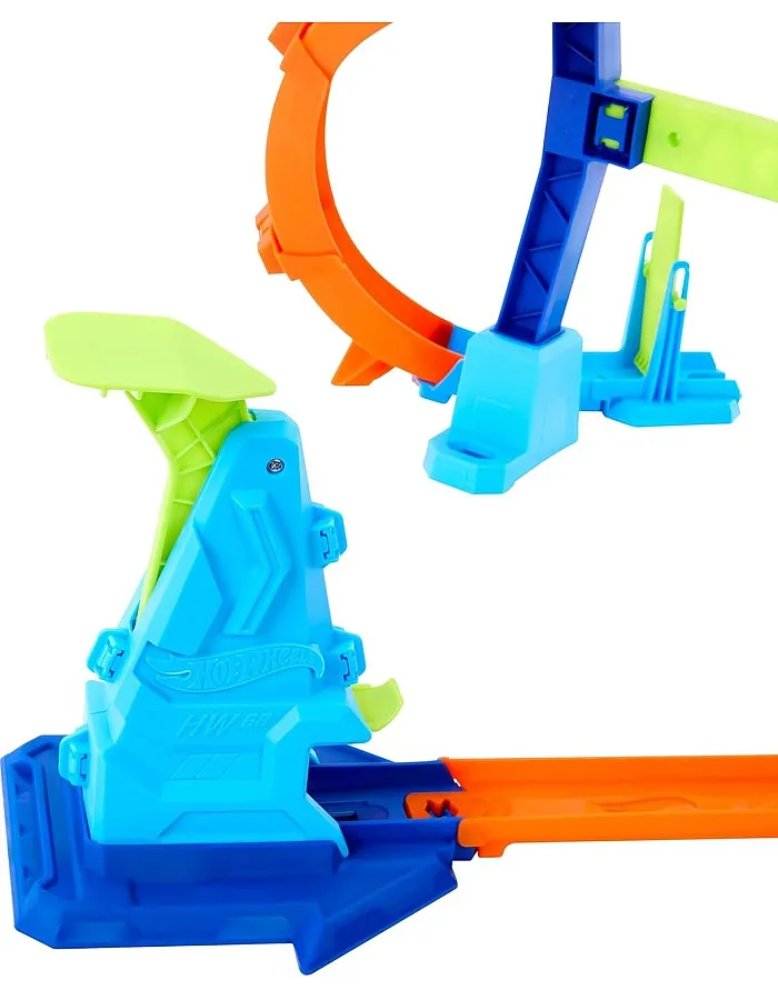 Hot Wheels - JFH36 Acrobatic Stunt Tracks, Spiral Track for Loop and Stunts, Foldable and with Car Included, Speed Snap Track Pieces and Adapters, Toy for Children, 4+ Years Old, JFH36