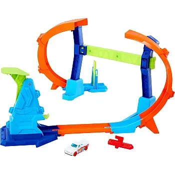 Hot Wheels - JFH36 Acrobatic Stunt Tracks, Spiral Track for Loop and Stunts, Foldable and with Car Included, Speed Snap Track Pieces and Adapters, Toy for Children, 4+ Years Old, JFH36