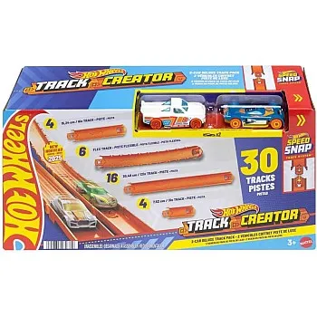 Hot Wheels - Track Creator Deluxe Track Set with 2 1:64 Scale Cars Included and 7 Meters of Speed Snap Track Pieces and Connectors with Different Lengths, Toy for Kids, 3+ Years, JDW42