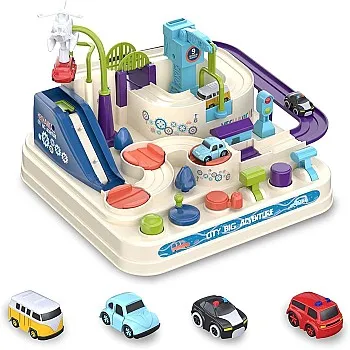 Khazna Car Adventure Toys, Cars Race Track Toys with 4 Toy Vehicle, Preschool Educational & Interactive Toy for Toddlers 3 4 5 6 7 8 Year Old Boys Girls