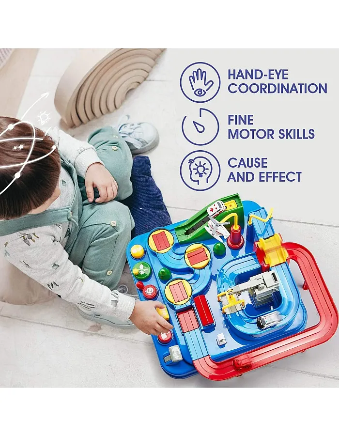 SKEIDO Car Adventure Toys, City Rescue Preschool Educational Toy Vehicle, Parent-Child Interactive Train Toy, Puzzle Car Race Tracks Parking Playsets for 3-8 Year Old Toddlers Boys Girls