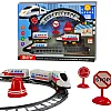 Fast Train Toy Modern Style Trailer & 2 Carriage with Long Stylish Track for Longer Fun Plus Traffic Signs and Traffic Regulation Pieces for a Great Interactive Play Experience For Kids