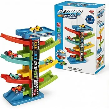 Multi Color Race Car Track Toy, Kids Set with Cars and Stepping Ramps, 3 Years & Above