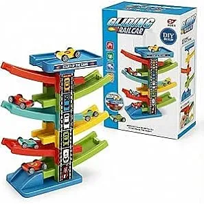 Multi Color Race Car Track Toy, Set of Cars and Stepping Ramps, 3 Years & Above (Medium)