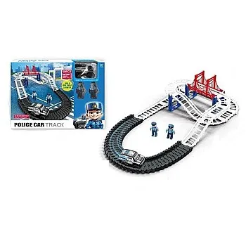 Police Car Toy for Kids with Railway Track, Plastic Train Set, with 2 Figures 69 Pieces