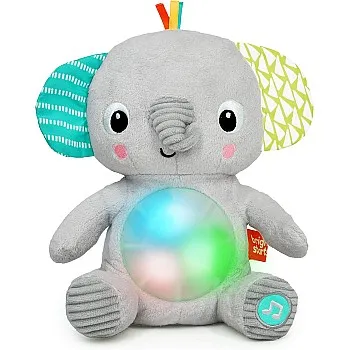 Bright Starts - Hug-a-bye Baby Elephant Stuffed Animal Dual -Mode Soft Toy Soother - Newborn and up