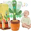 Dancing Talking Cactus Baby Toy, Singing Mimicking Cactus Toy Repeats What You Say, Tummy Time Toy LED Interactive Cactus, Baby Easter Basket Stuffers Boys Girls Gifts, 15S Record Your Sound