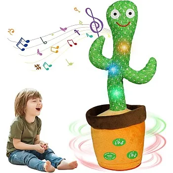GHAZAL Talking Cactus, Dancing Cactus, Cactus Toy, Singing Cactus Plush Toy with Volume Control Function, Light Baby Plush Doll, Repeat What You Say, 120 Songs