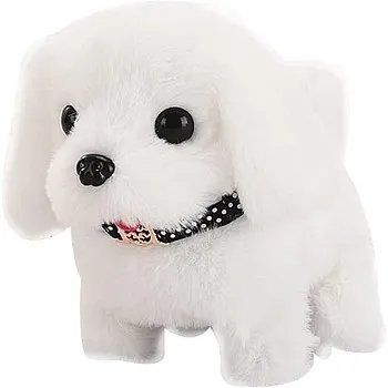 KIDSZONE Cute Adorable Walking and Barking Plush Dog Puppy Toy Cute Puppy for Kids Realistic Movement and Sounds Cuddle-Friendly for Girls Boys and Toddlers for Birthdays (White/Grey)