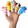 Set Of 5 Finger Puppets Soft Velvet Animal Mini Cartoon Zoo Characters For Storytelling Educational Shows Games Learning Theater Creative Play Set (Elephant-Duck-Cow-Dog-Hipos)