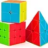 Maomaoyu Speed Magic Cube Set, 3 Pack, Speed 2x2 3x3 Triangle Pyramid Cube Puzzle Bundle for Kids, Smooth Magic Cube Set Brain Teasers Stocking Filler
