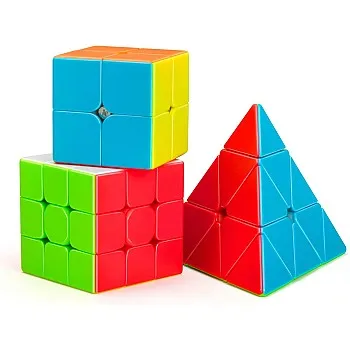 Maomaoyu Speed Magic Cube Set, 3 Pack, Speed 2x2 3x3 Triangle Pyramid Cube Puzzle Bundle for Kids, Smooth Magic Cube Set Brain Teasers Stocking Filler