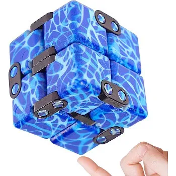 Infinity Cube, New Upgradedm Mini Infinity Cube Fidget Toy,Smooth Turn and Fast Play Infinite Cube for Adults/Kids,Killing Time and Anxiety Relief Reduction Educational Toys (blue white)