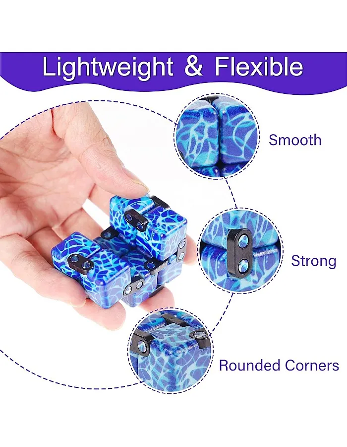 Infinity Cube, New Upgradedm Mini Infinity Cube Fidget Toy,Smooth Turn and Fast Play Infinite Cube for Adults/Kids,Killing Time and Anxiety Relief Reduction Educational Toys (blue white)