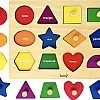 Dailyfunn Montessori Toy Shape Peg Puzzles Baby Puzzle 12-18-24 Months with Knob for Infant-Toddlers 1-3